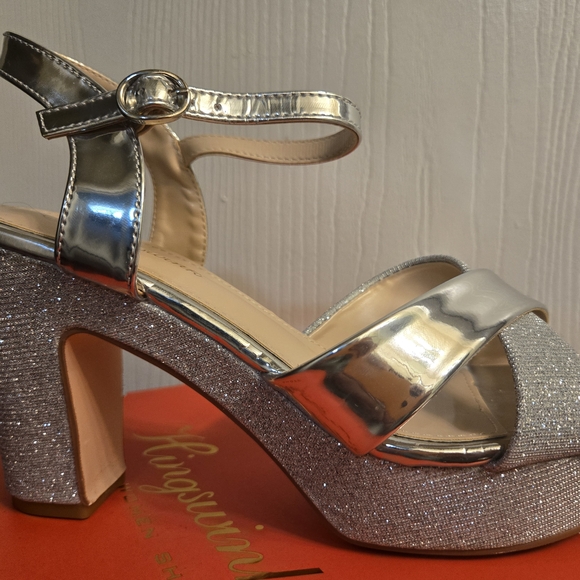 Hingswink Shoes - Sparkly Platform Dress Sandals with Chunky Block Heel - 8.5